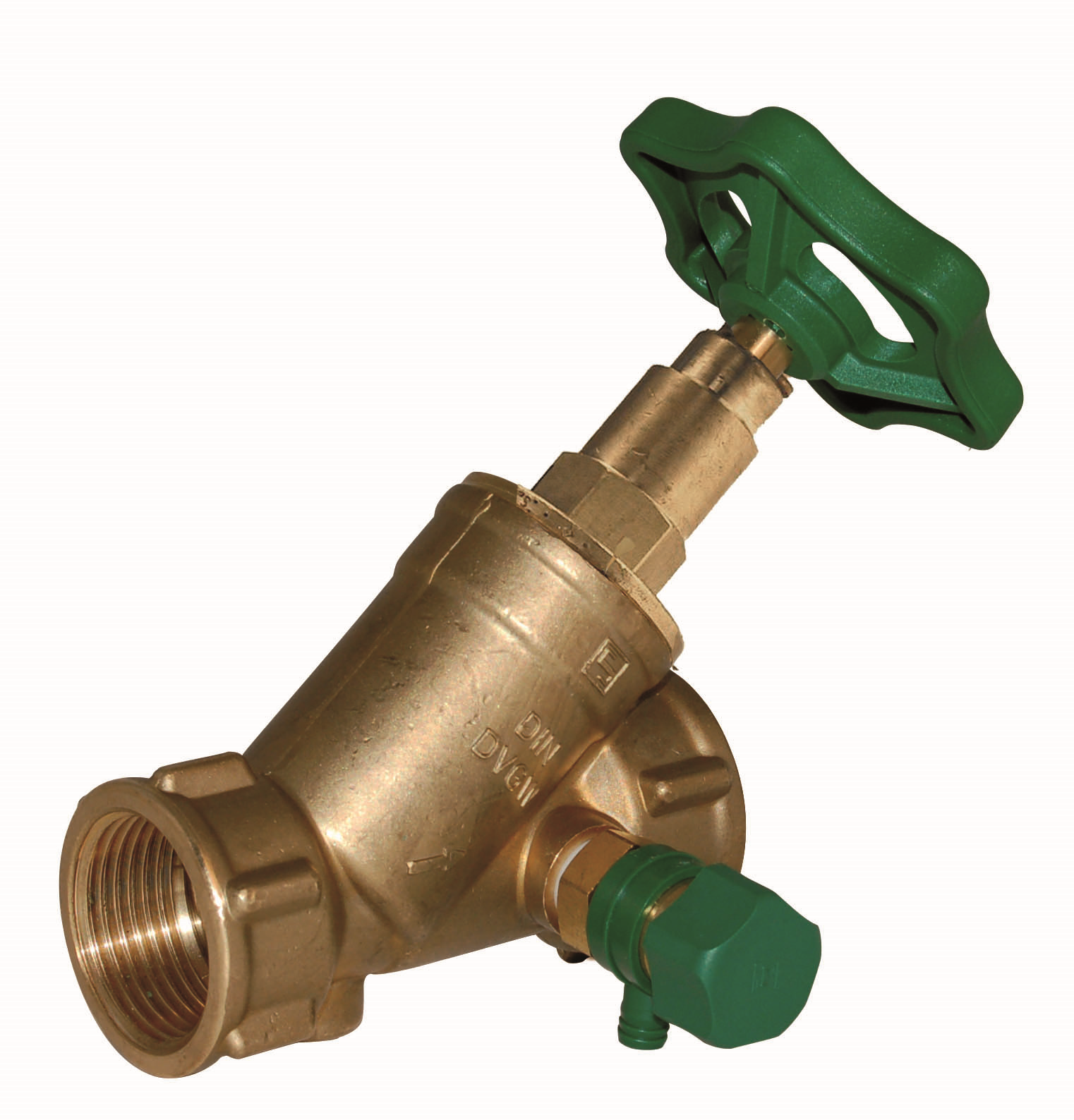 AIPS Freistromventil SEPP DIN-Basis 1407.10 DN 40 x Rp 1 1/2, nichtsteigende Spindel, mit Entleerung, Messing