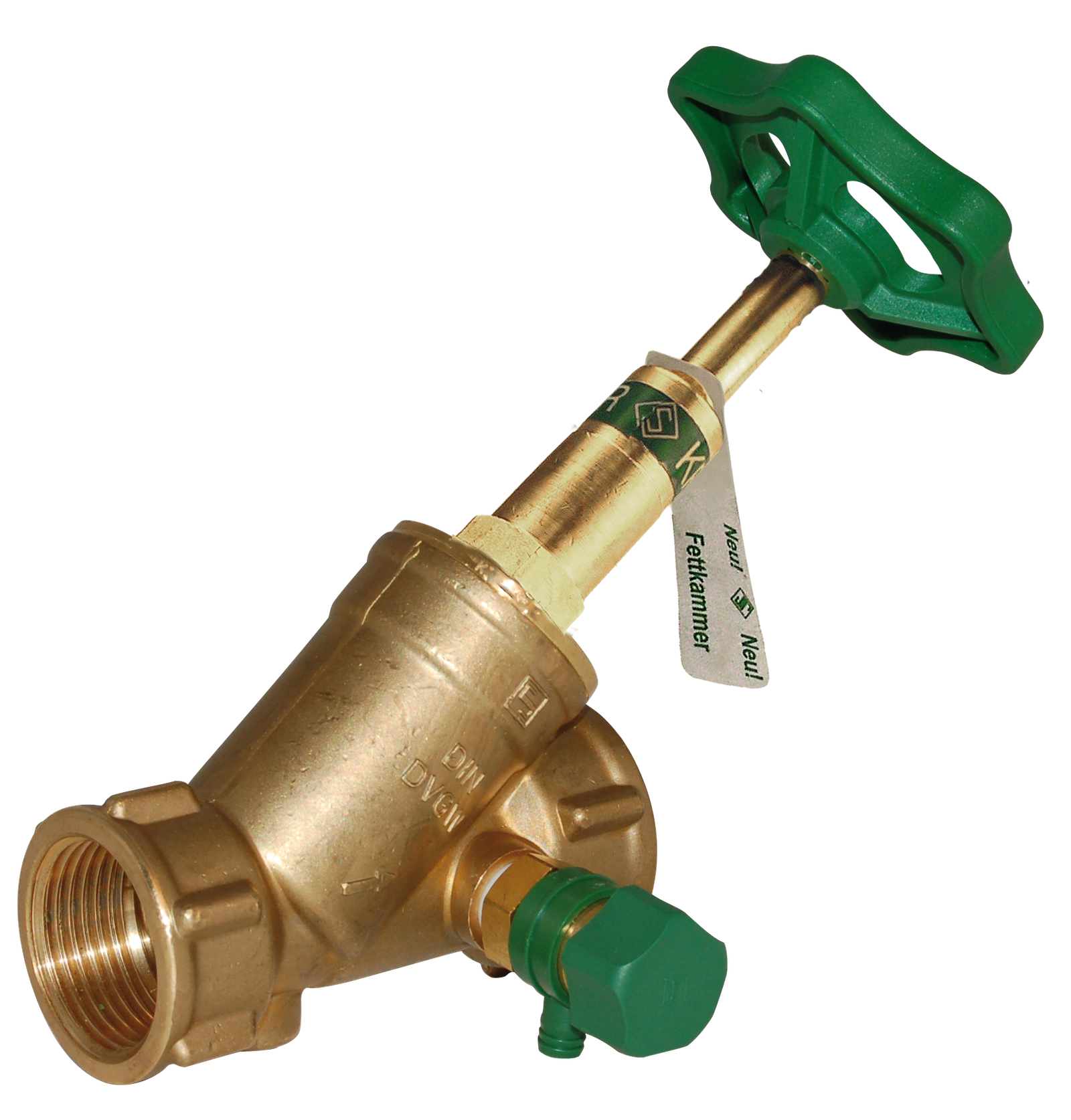 AIPS KFR-Ventil SEPP DIN-Basis 1507 DN 20 x Rp 3/4, steigende Spindel, mit Entleerung, Messing