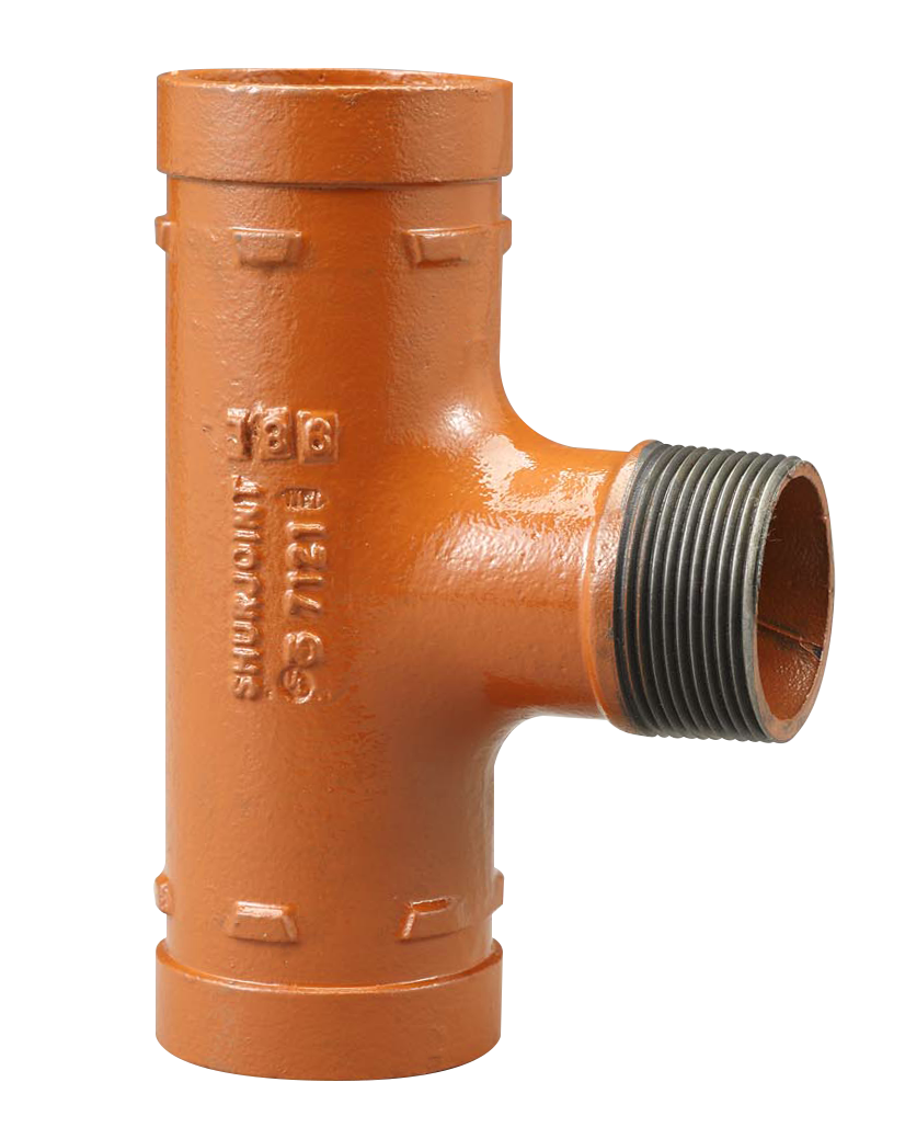 AIPS T-Stück VSH Shurjoint 7121M 88,9 x R 1 x 88,9 mm, mit AG-Abgang, orange