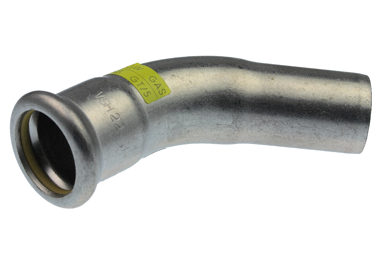 AIPS Bogen VSH XPress R2712G 88,9 mm, Edelstahl, 45Grad, I/A, HNBR-O-Ring, M-Kontur