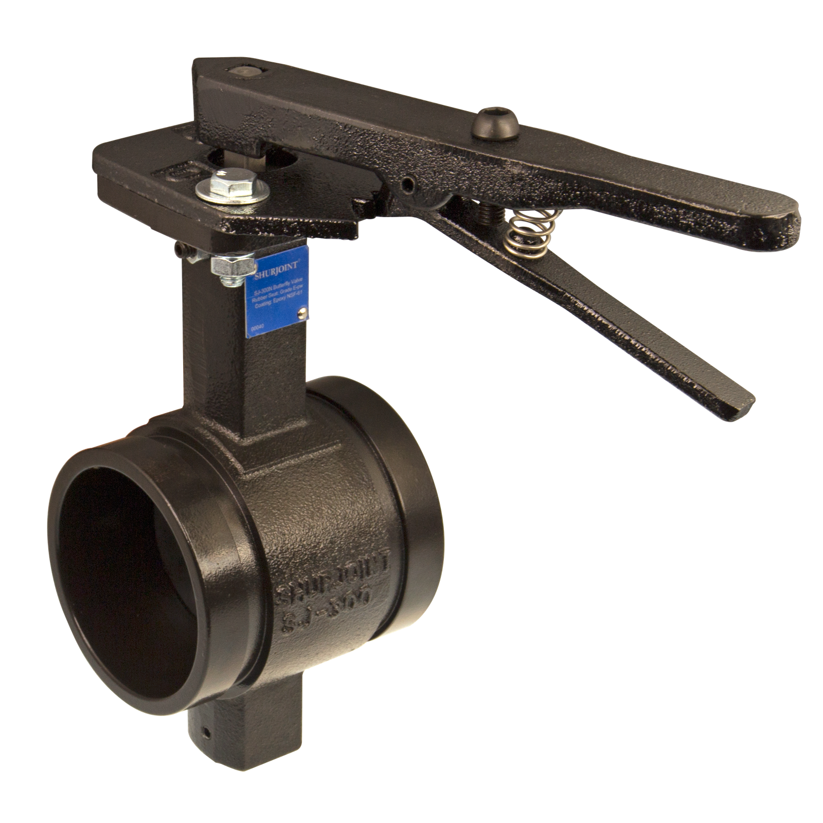 AIPS Absperrklappe VSH Shurjoint SJ-300N-L 219,1 mm, mit Hebel, schwarz Epoxy