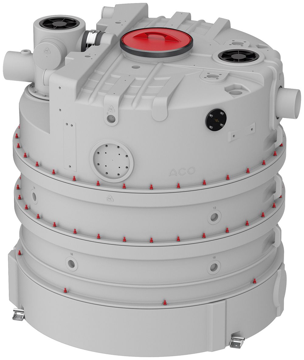 ACO Fettabscheider LipuJet -P-RB 890 l, Schlammfang 500 l, Fettspeicher 160 l, rund, Kunststoff