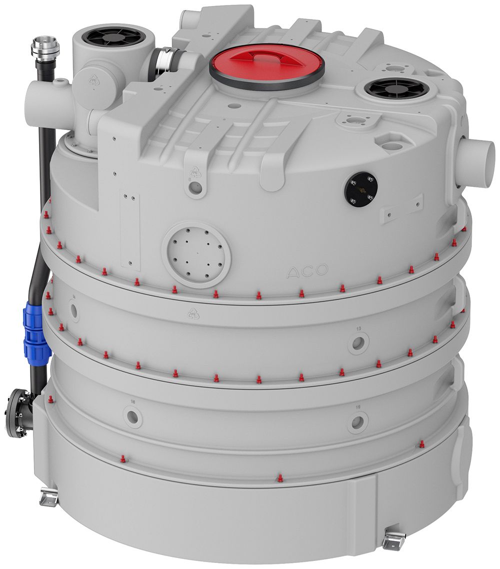 ACO Fettabscheider LipuJet-P-RD 680 l, Schlammfang 290 l, Fettspeicher 120 l, rund, Kunststoff