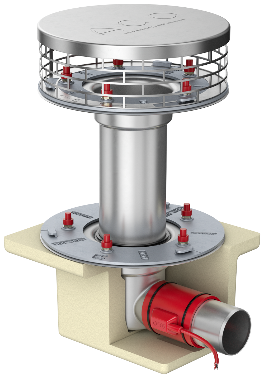 ACO Flachdachabl. Variant-Spin DN 100 DN100/0Grad/2-tlg. /Kiesf.V2A
