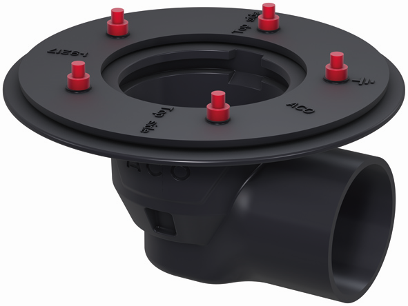 ACO Bodenablauf Passavant DN 100, waagerecht, mit Pressdichtungsflansch, mit Anstrich