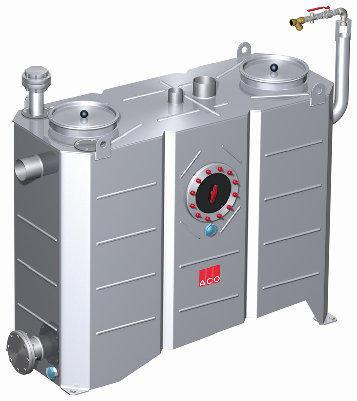 ACO Fettabscheider LipuJet-S-OD 1900 l, Schlammfang 850 l, Fettspeicher 475 l, oval, Edelstahl