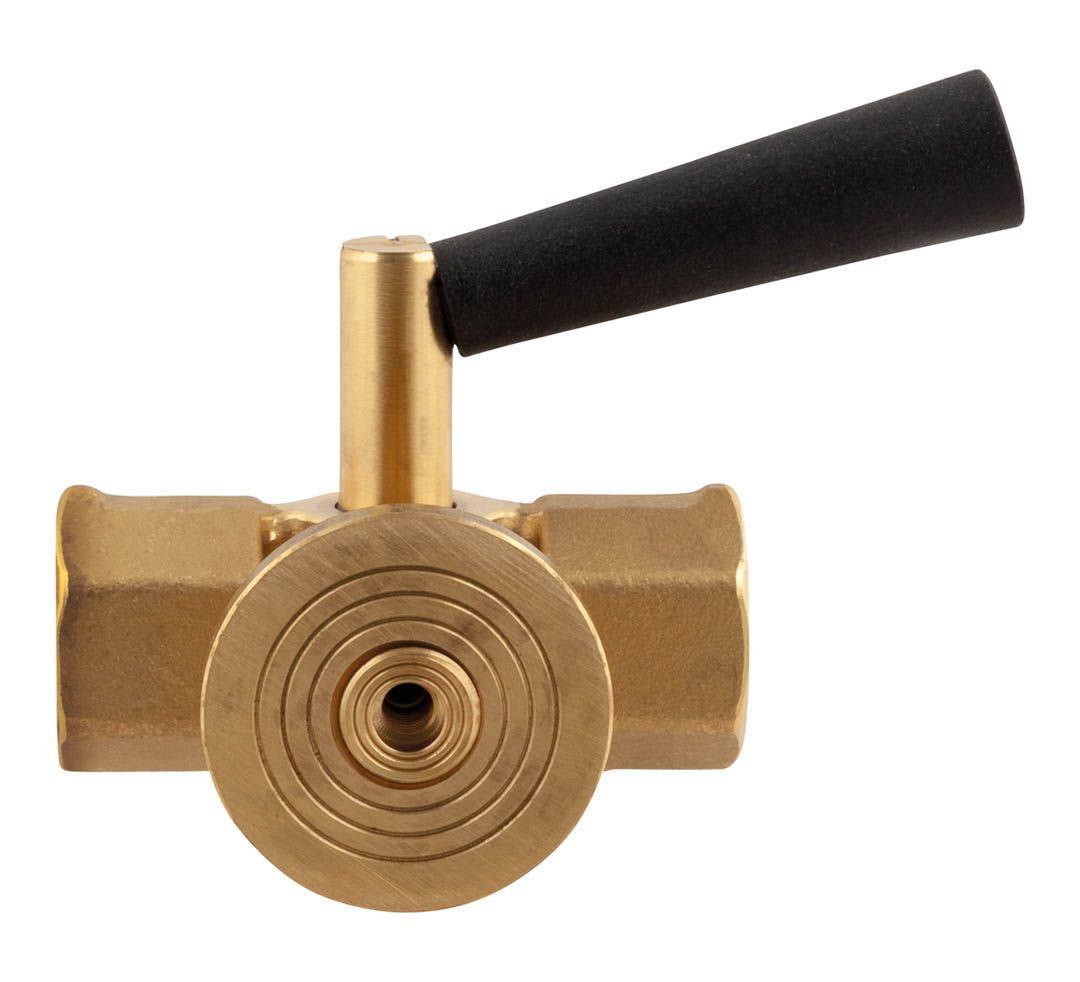 Afriso Manometerabsperrhahn G 1/2, PN 16, Prüfflansch rund 40 x 5 mm, Messing, Muffe x Muffe