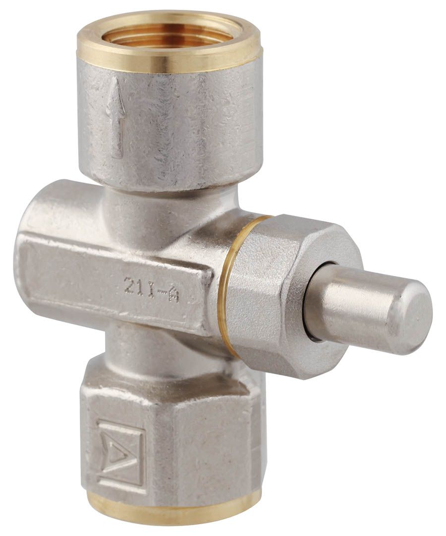 Afriso Manometerdruckknopfhahn 1/4"-18 NPT, Muffe x Muffe, MOP 5, Messing vernickelt