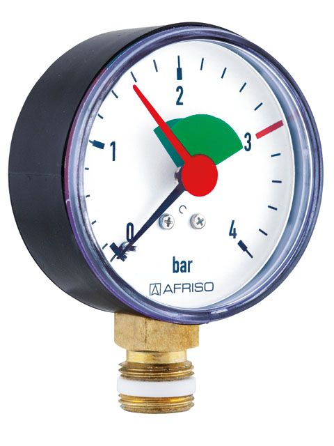 Afriso Rohrfedermanometer HZ 63 radial 0/4 bar, G 3/8 B, Gehäuse-d&#x3D; 63mm