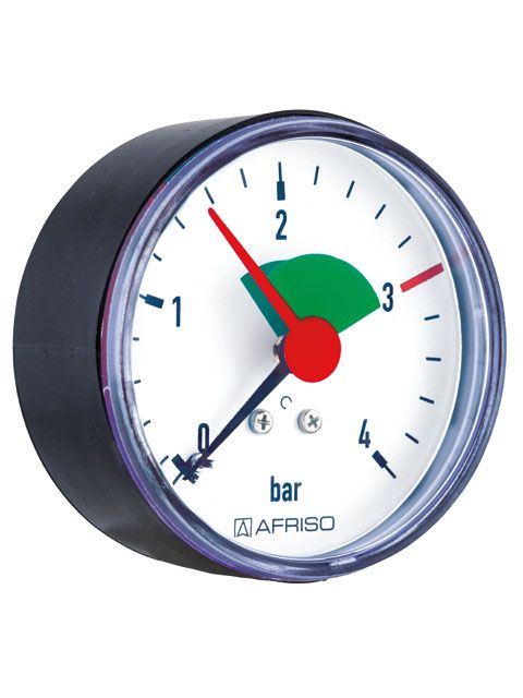Afriso Rohrfedermanometer HZ 63 axial 0/4 bar, G 3/8 B, Gehäuse-d= 63mm