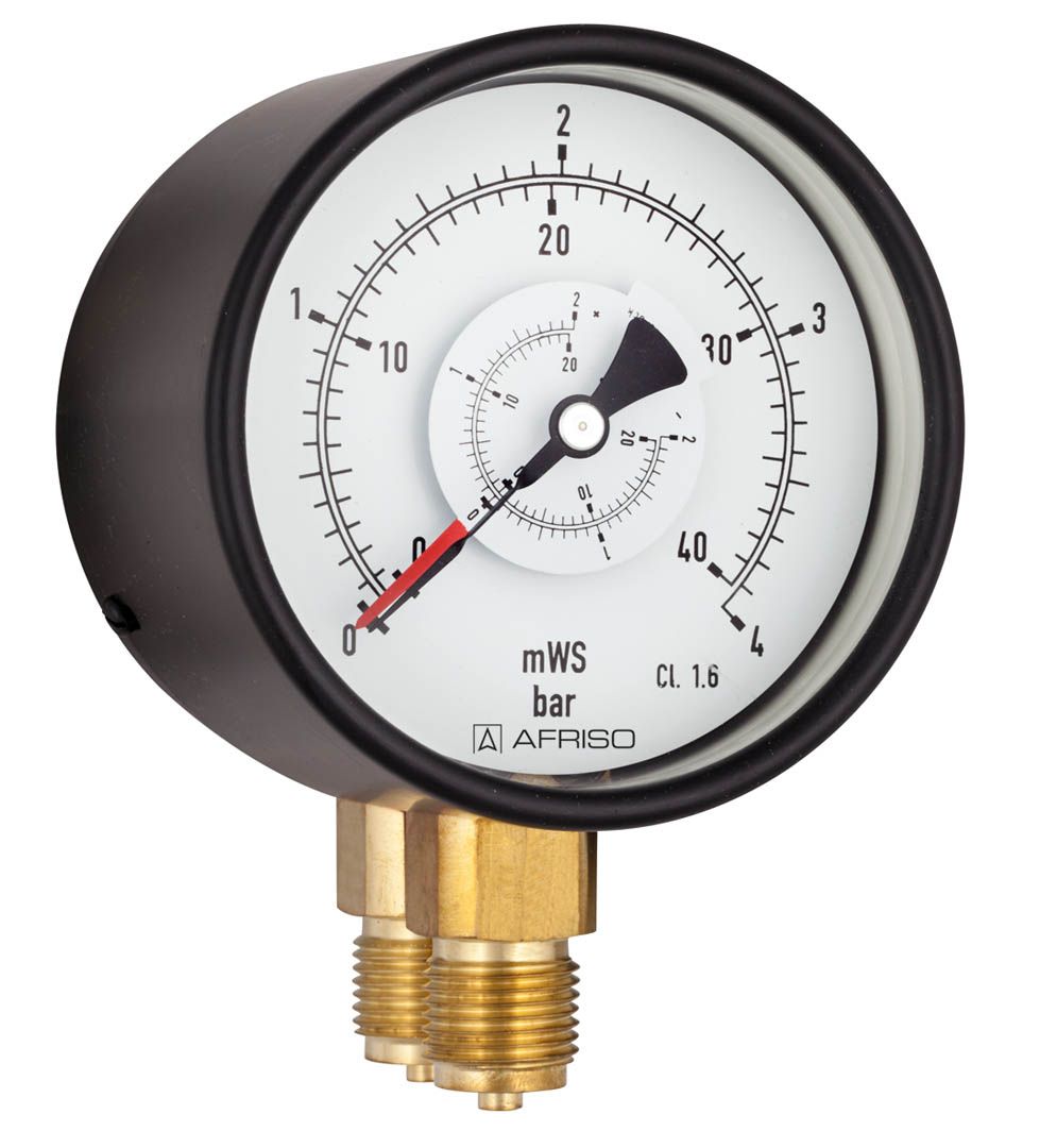 Afriso Rohrfeder-Manometer RF 100 Dif D201 radial 0/1,6 bar, G 1/2 B, d= 100mm, für Differenzdruck