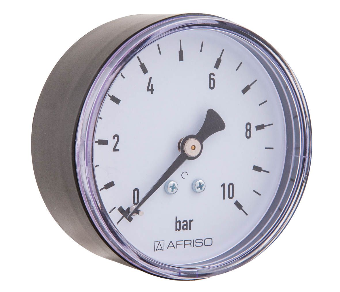 Afriso Rohrfedermanometer RF 63 axial 0/10 bar, G 1/4 B, Gehäuse-d&#x3D; 63mm