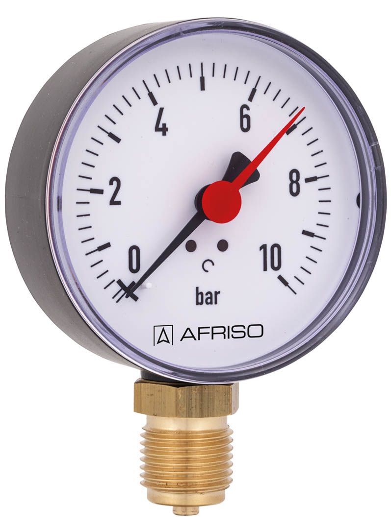 Afriso Rohrfedermanometer RF 80 radial 0/10 bar, G 1/2 B, Gehäuse-d&#x3D; 80mm