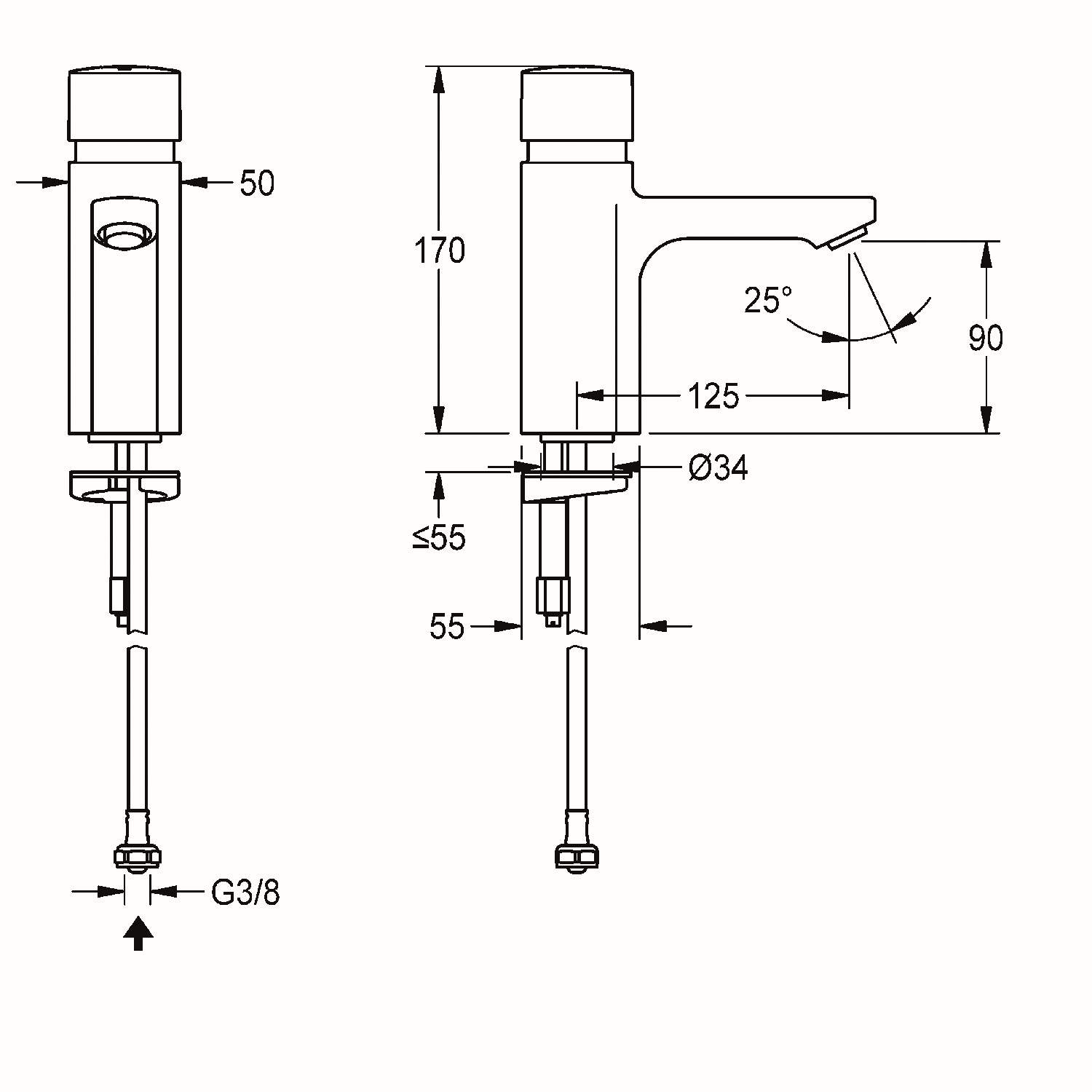 Aquarotter Selbstschluss-Standarmatur F5 S Durchflussmenge 5 l/min, Messing poliert verchromt