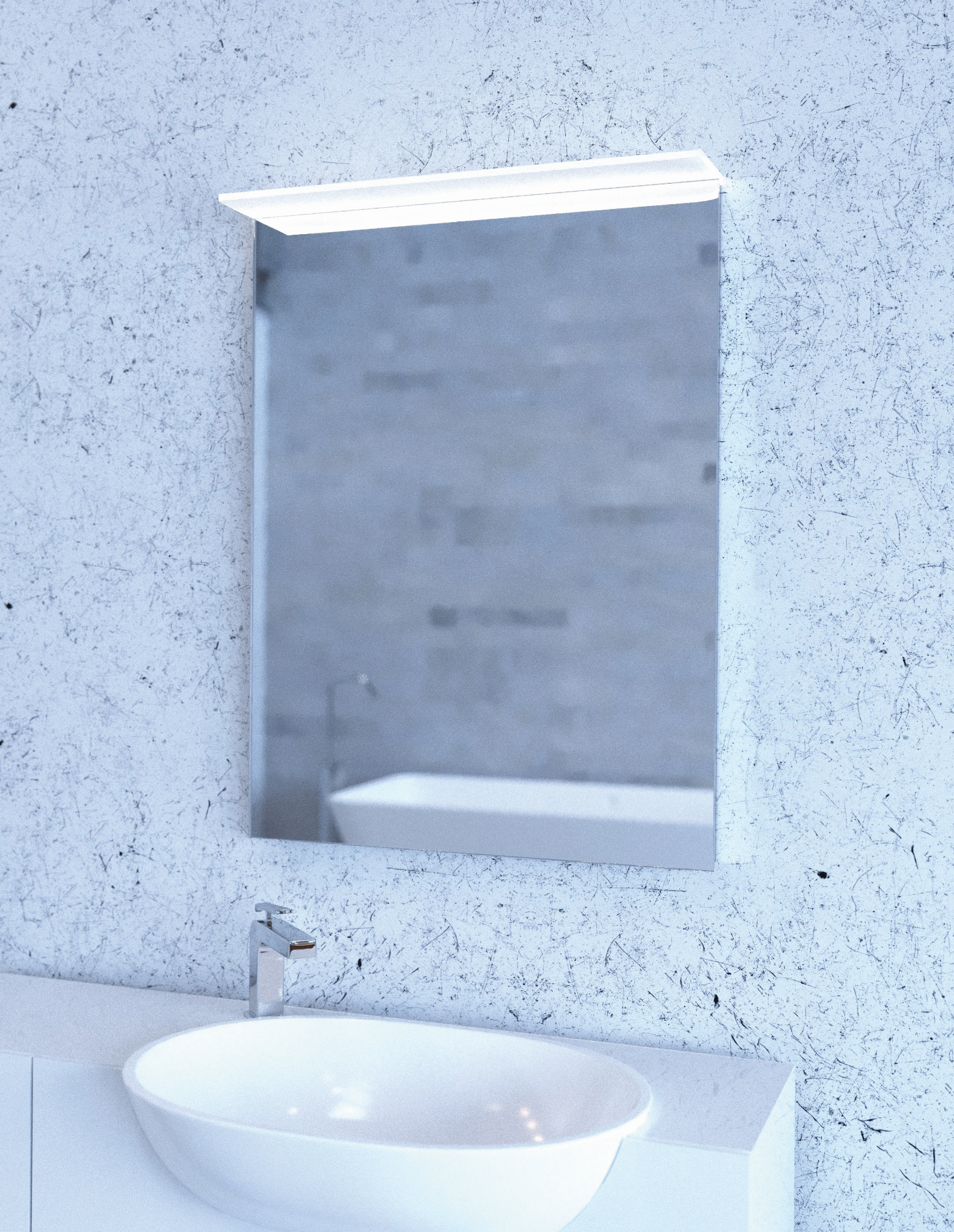 AS Design-LED-Leuchtspiegel Harmonie 45 x 80 cm, Segel 80 mm