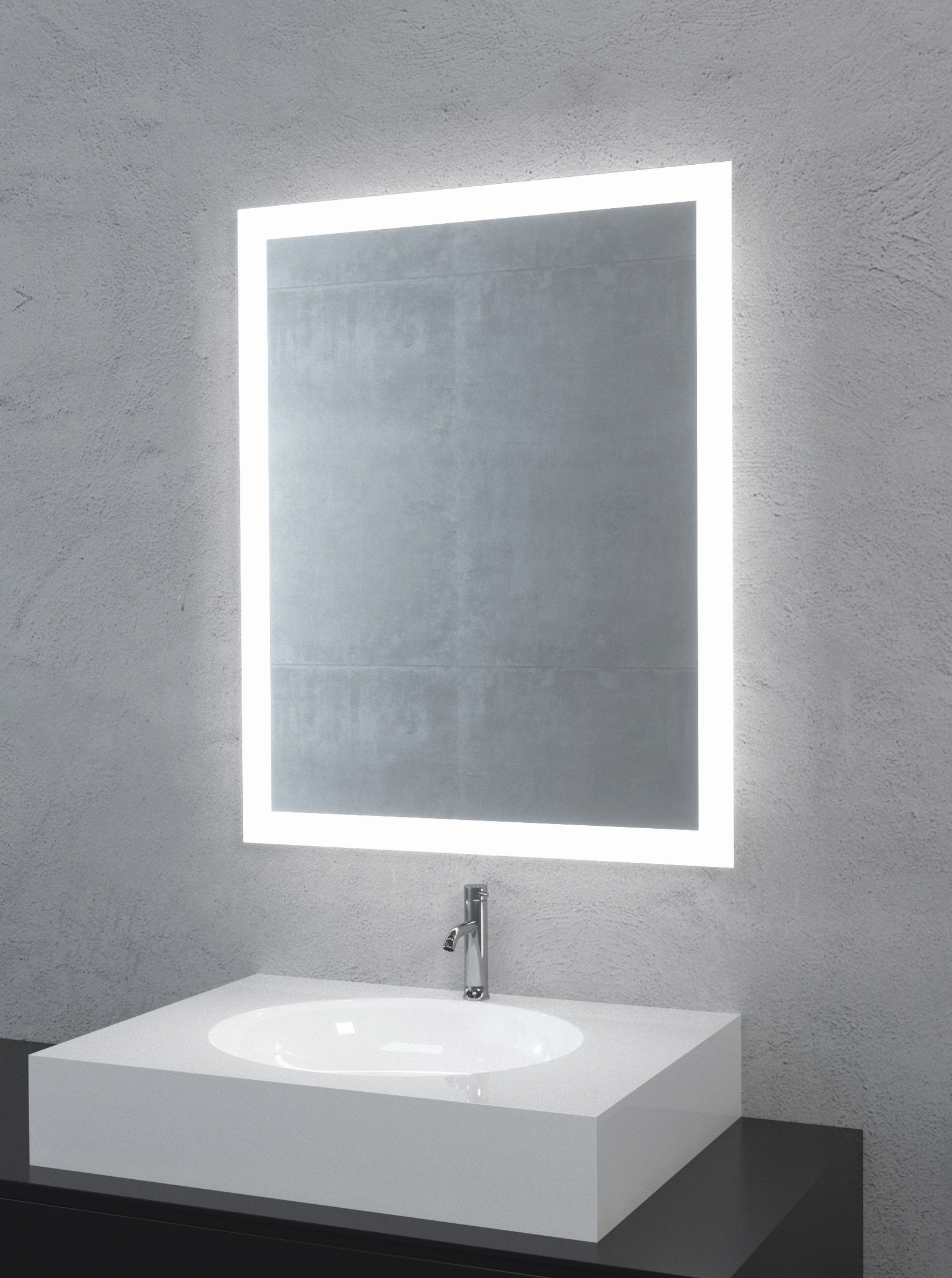 AS Design-LED-Leuchtspiegel Quadrino 80 x 60 cm