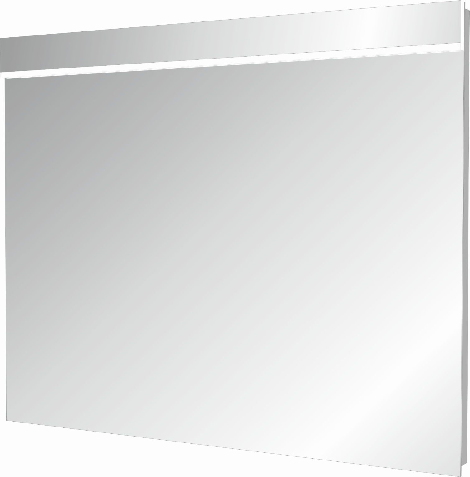 AS Design-LED-Leuchtspiegel Opal 60 x 80 cm, mit Aufsteckleuchte Edelstahl gebürstet