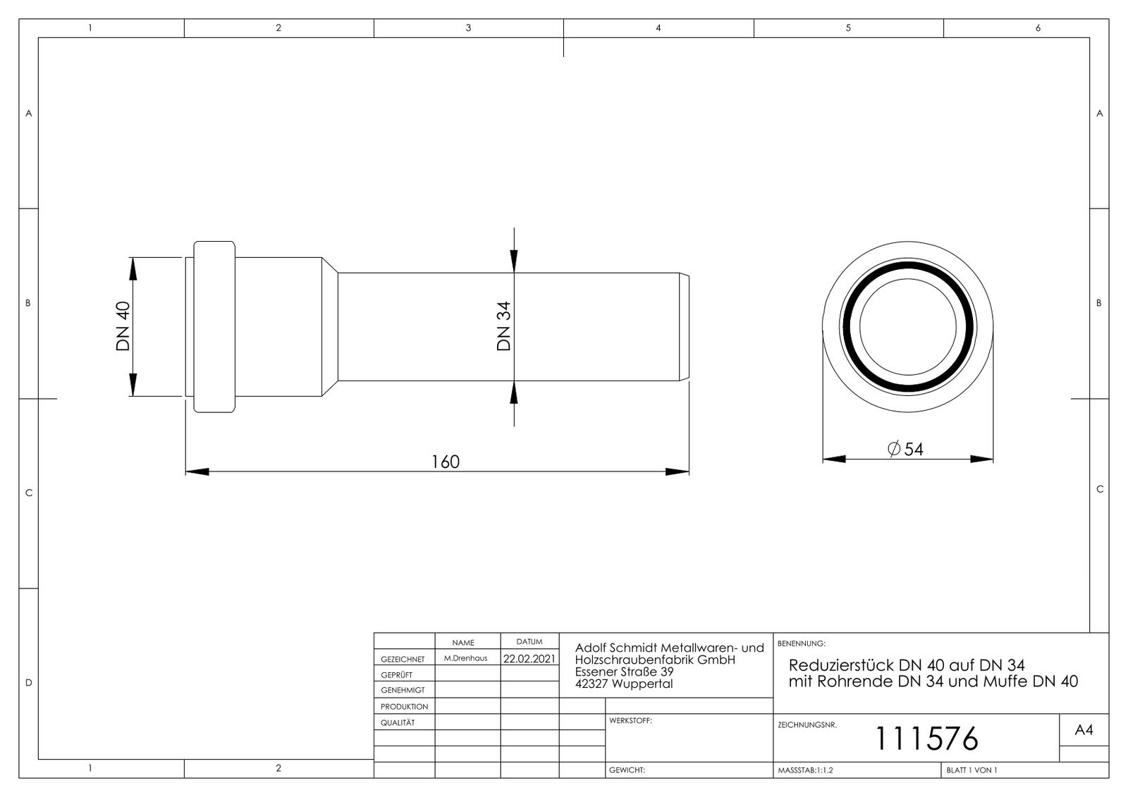 ASW Reduzierstück Muffe 40 x 34 mm, PP weiß | 16105515