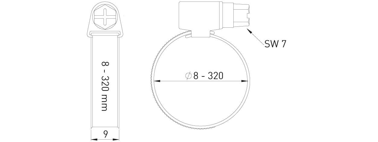 ASW Schlauchschelle W 4 V2A 12-20 mm, 1/2", Bandbreite 9mm