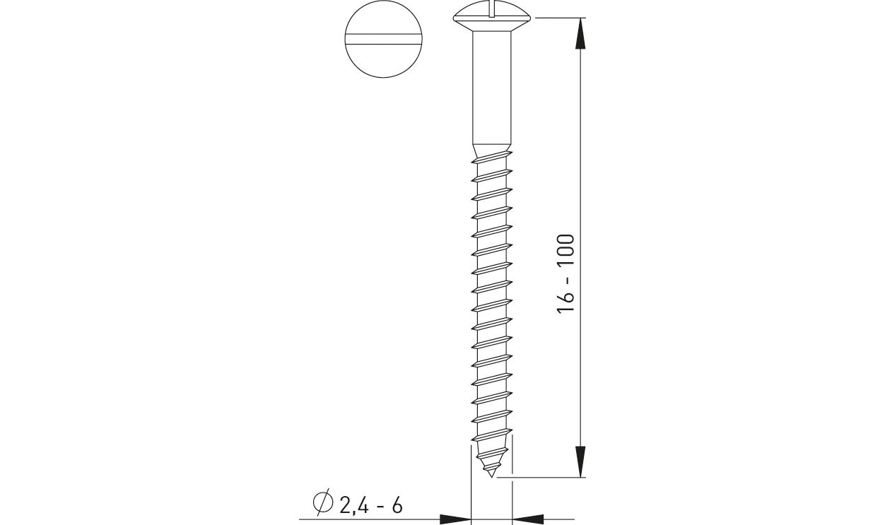 ASW Längsschlitz-Holzschrauben 5,5 mm x 60 mm, Messing verchromt, DIN 95