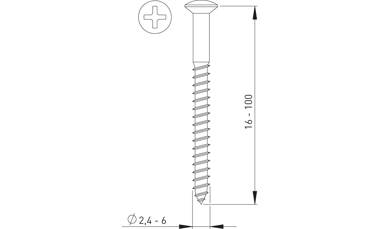 ASW Kreuzschlitz-Holzschraube 4,5 mm x 60 mm, Messing verchromt, DIN 7995