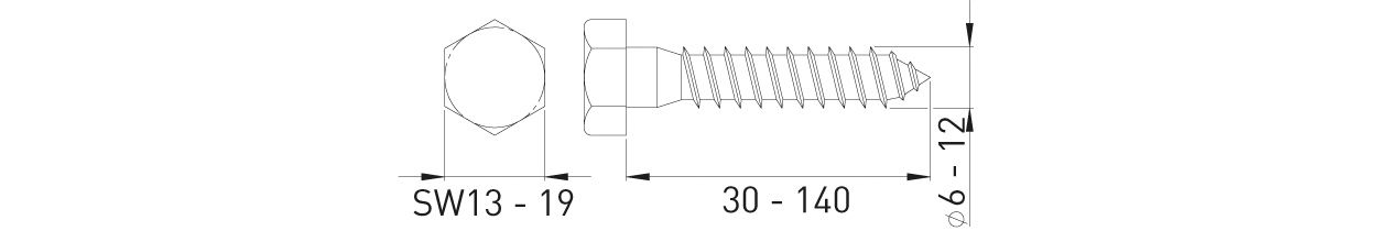 ASW Sechskantholzschraube 10,0 mm x 90 mm, Stahl verzinkt, DIN 571