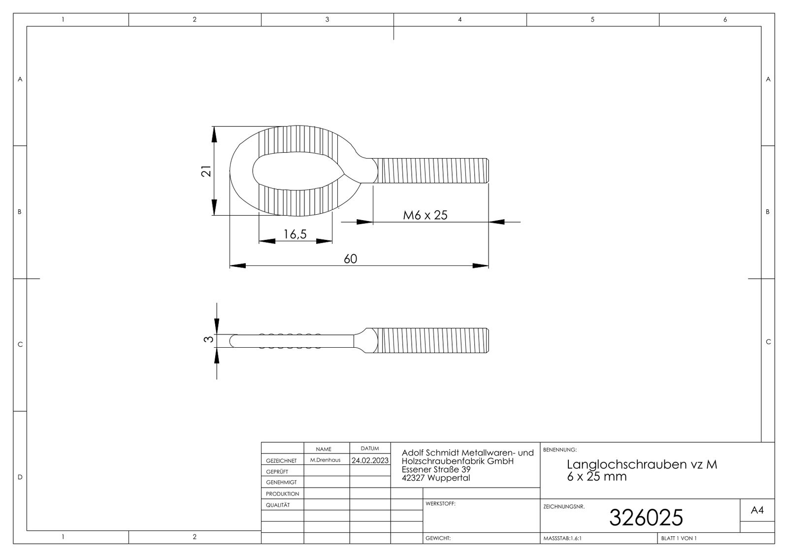 ASW Langlochschraube M 8 x 30 mm, Stahl verzinkt, mit metrischem Gewinde