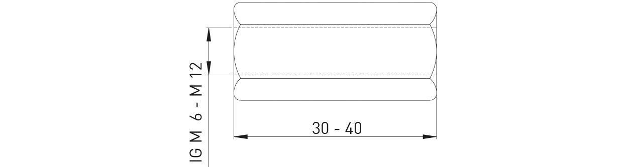 ASW Sechskant-Gewindemuffe M 6 x 30 mm, Edelstahl 1.4301