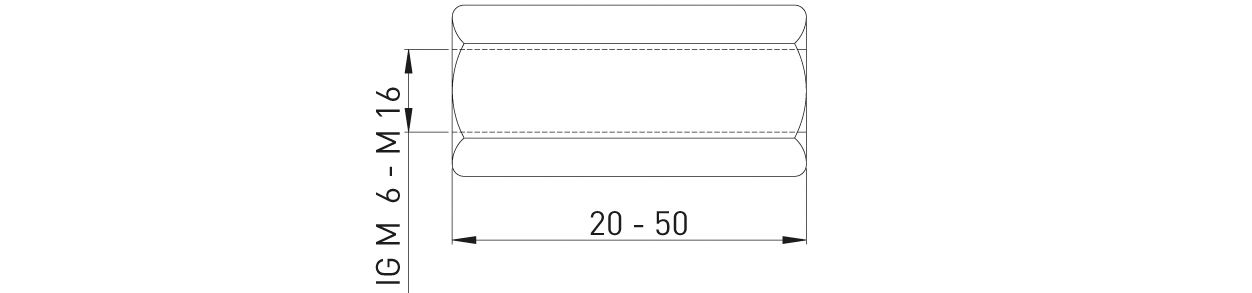ASW Sechskant-Gewindemuffe M 8 x 40 mm, Stahl verzinkt, mit durchgehendem Gewinde