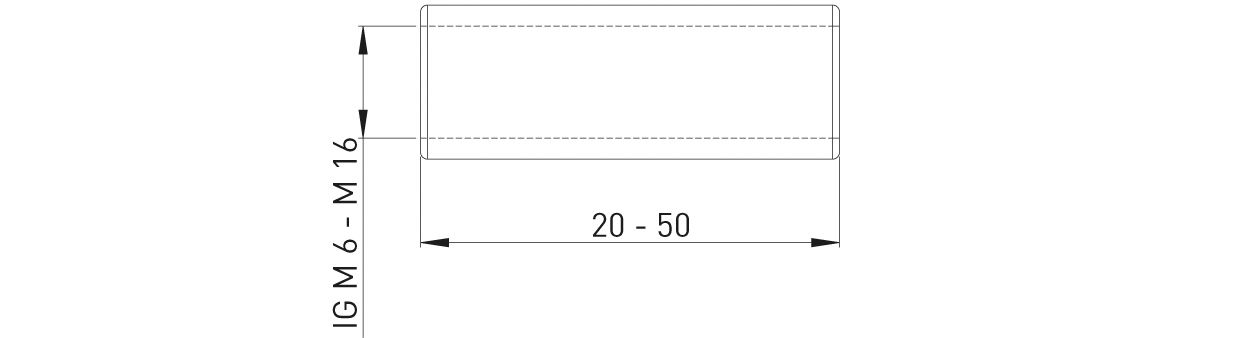 ASW Gewindemuffe M 12 x 40 mm, Stahl verzinkt, rund mit durchgehendem Gewinde