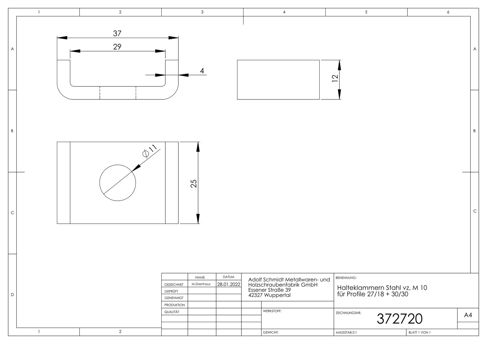 ASW Halteklammer M 10, für Profil 27/18 + 28/30, Stahl verzinkt