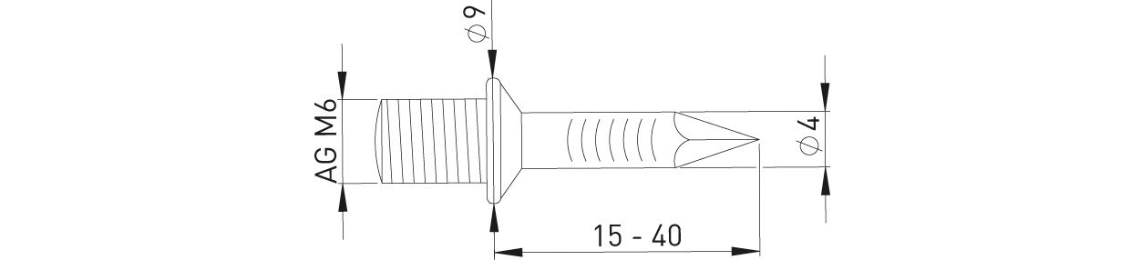 ASW Einschlagschraubdübel M 6 x 25 mm, Stahl verzinkt, mit Außengewinde