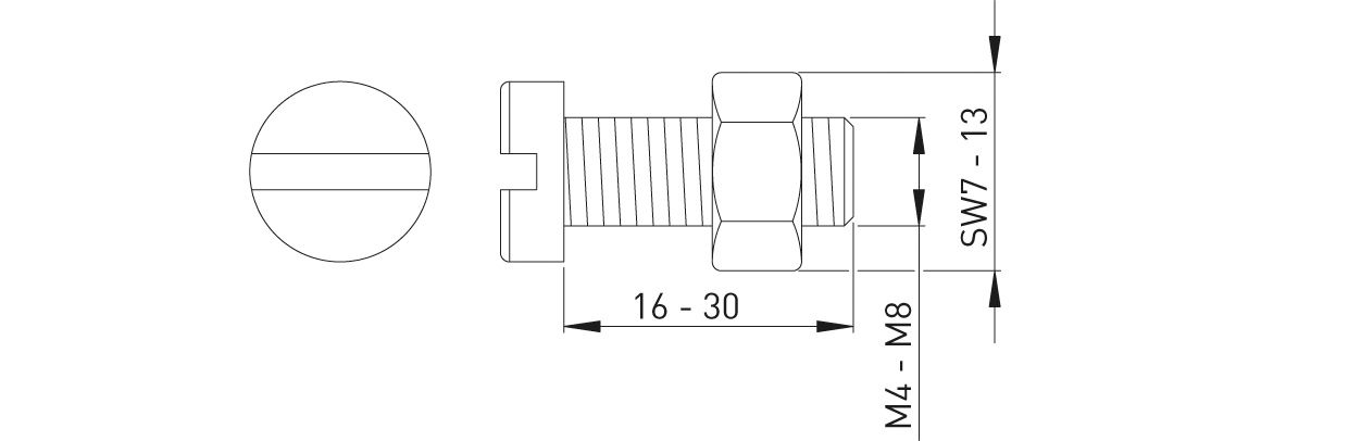 ASW Lochbandschraube M 8 x 25 mm, Stahl verzinkt, mit Muttern gepackt