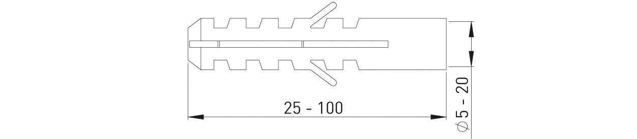 ASW Flossendübel Ø 20 mm x 100 mm, Ø 16,0-18,0 mm, Nylon