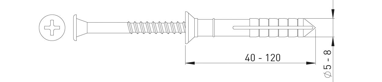 ASW Nageldübel 8,0 mm x 100 mm, verzinkt, mit Senkkopf