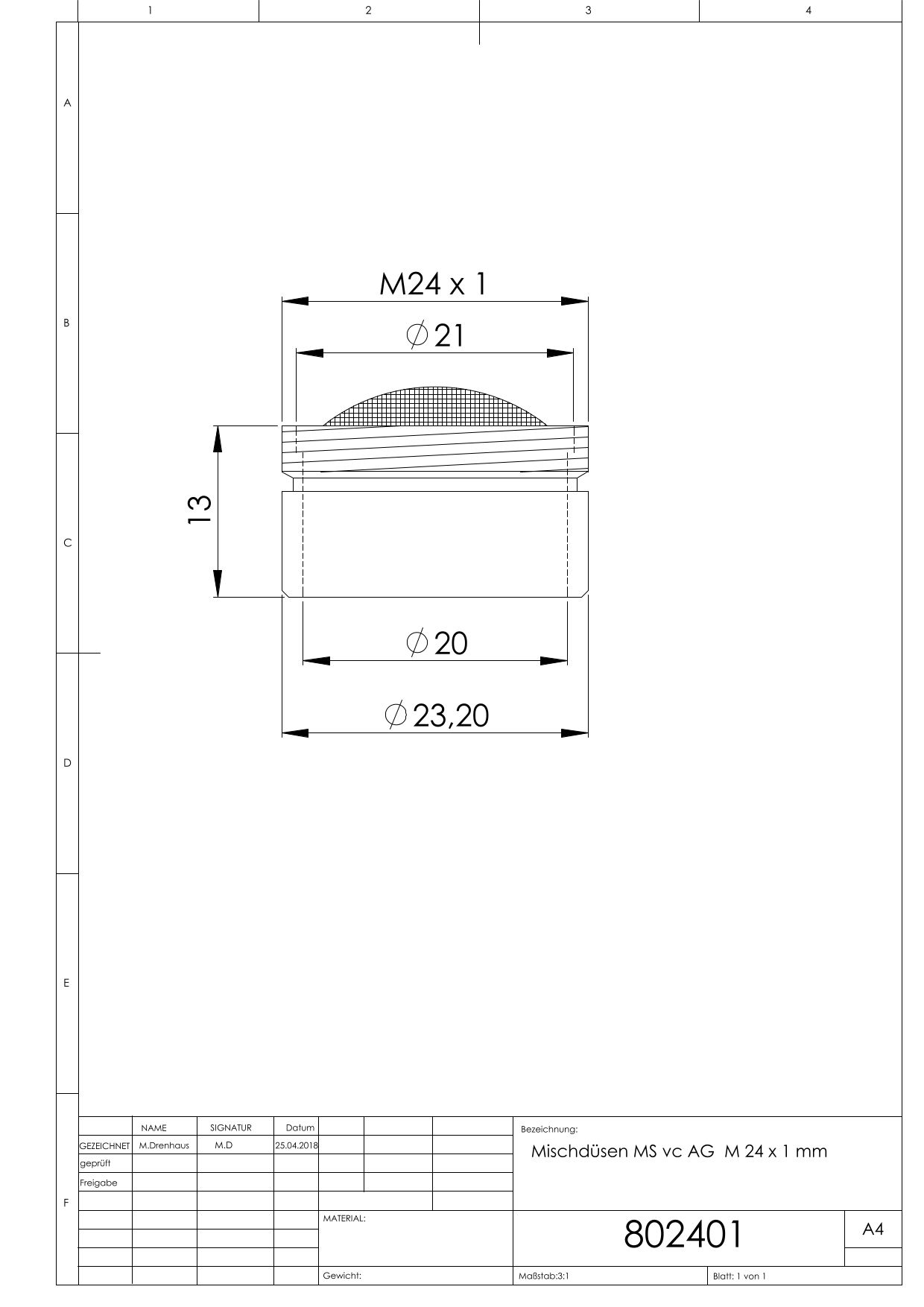 ASW Mischdüse AG M 24 x 1, verchromt