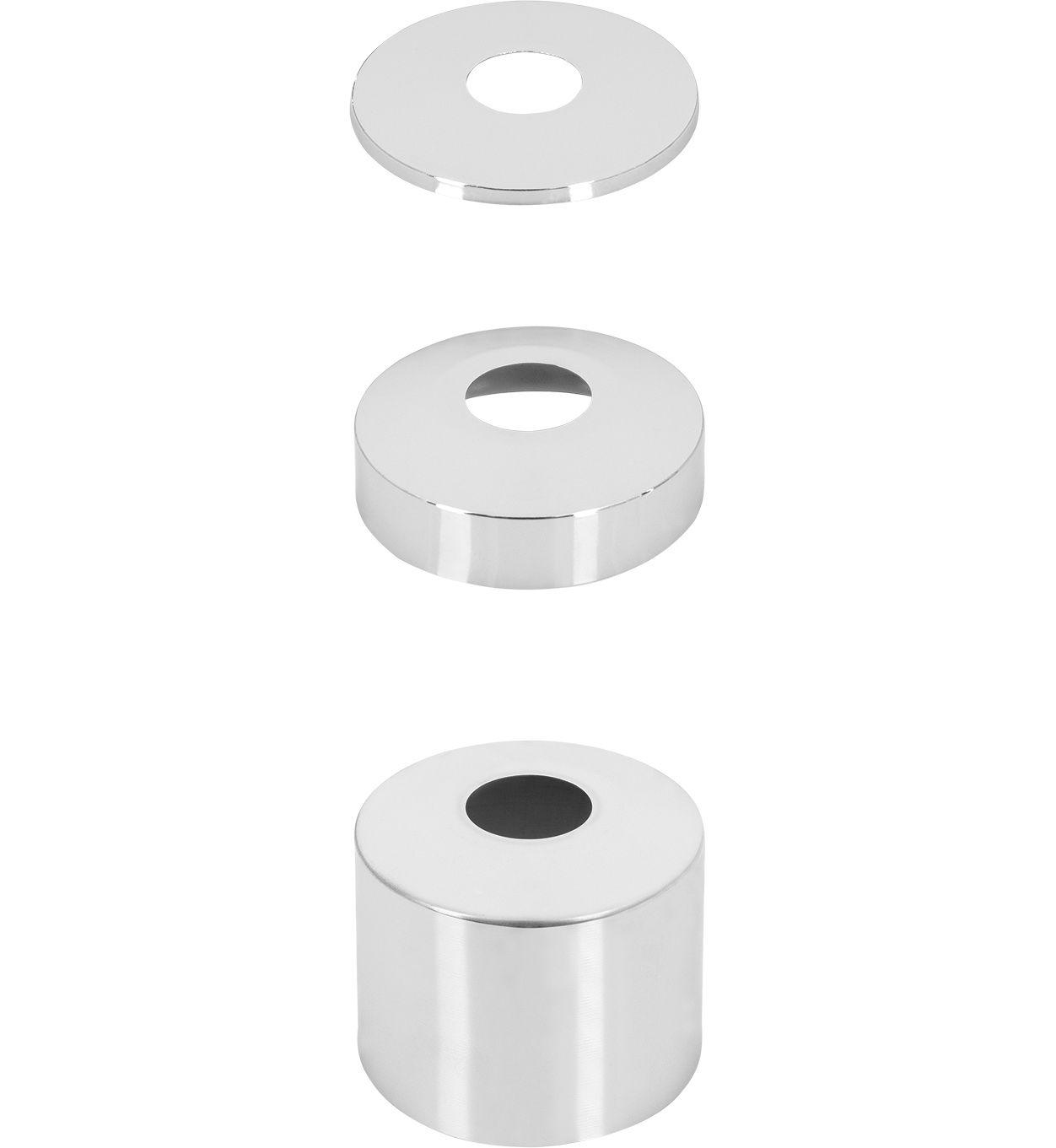 ASW Hahnrosette Ø 22 mm, 1/2" x 5 mm, Außen Ø 61 mm DN 15, Messing verchromt