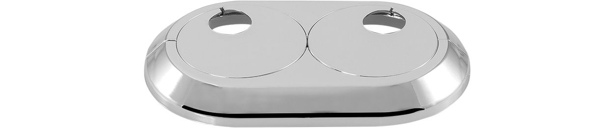 ASW Doppel Scharnierrosette Ø 18 mm, H 12 mm, L 113 mm, B 69 mm, ABS verchromt
