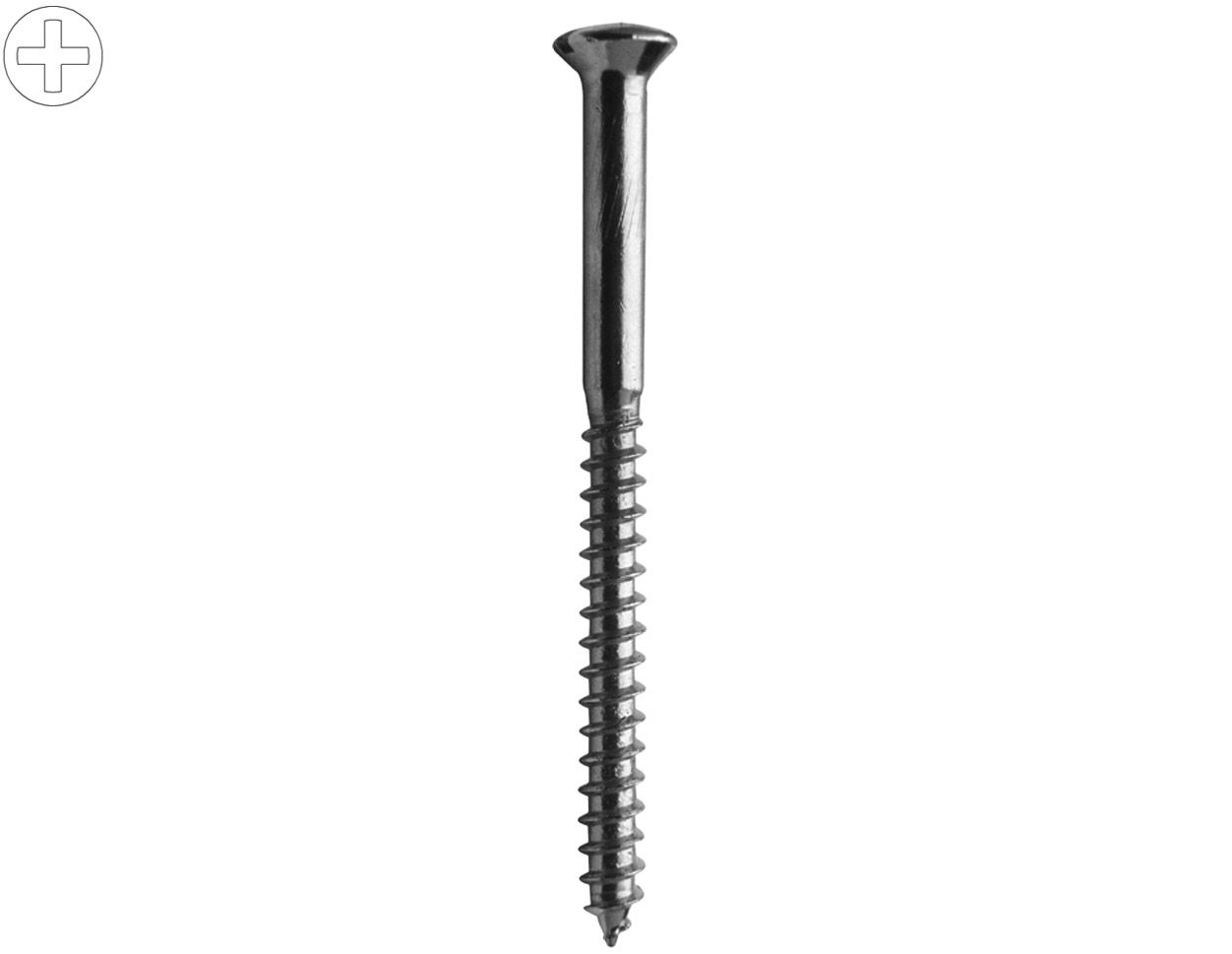 ASW Kreuzschlitz-Holzschraube 4,5 mm x 60 mm, Messing verchromt, DIN 7995