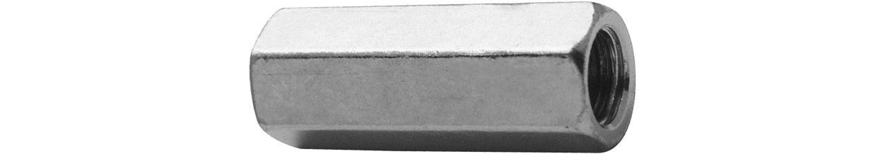 ASW Sechskant-Gewindemuffe M 8 x 40 mm, Stahl verzinkt, mit durchgehendem Gewinde