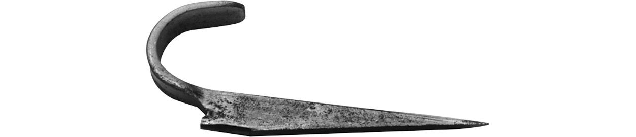 ASW Bleirohrhaken 2", Eisen roh, mit geschmiedetem flachen Blatt