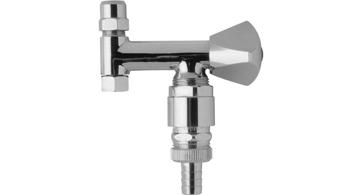 ASW Eckfix 3/8" x 3/4" x 10 mm, Messing verchromt, mit Rohrbelüfter, Rückflussverhinderer/Schlauchverschraubung, für Eckventil