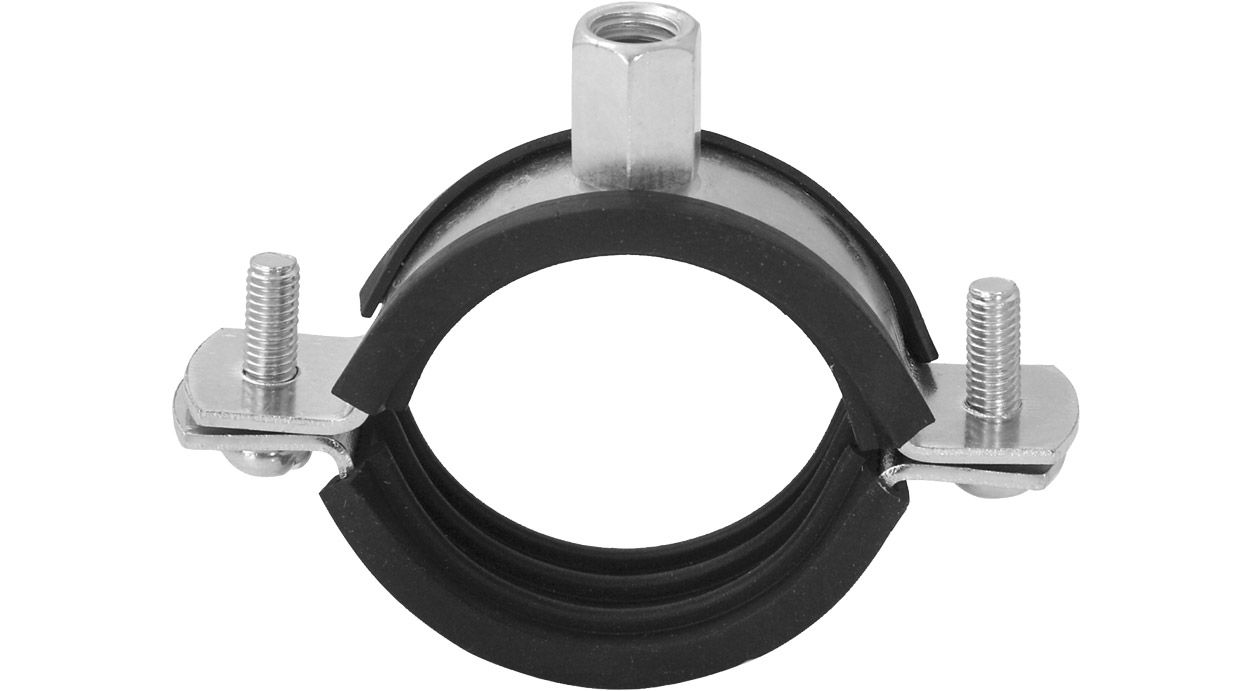 ASW Schraubrohrschelle Spannbereich 137-142 mm M 8/M 10, mit Schallschutzeinlage