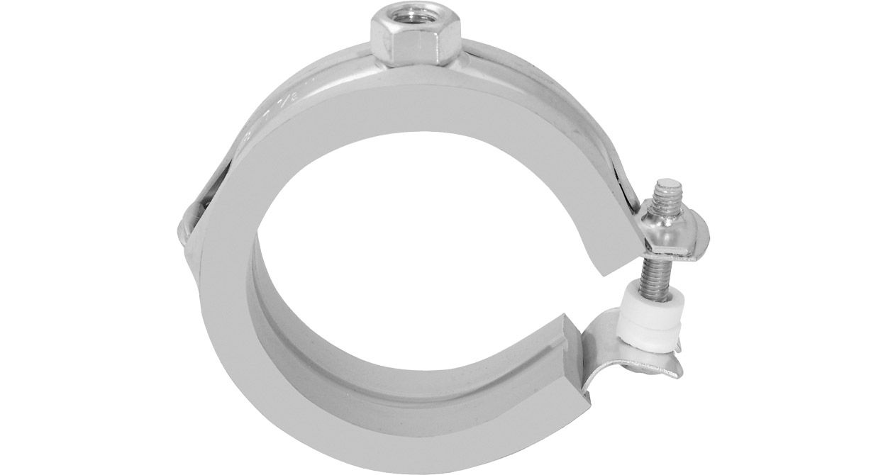 ASW Gleitrohrschelle Spannbereich 44-49 mm M 8, mit Schallschutzeinlage