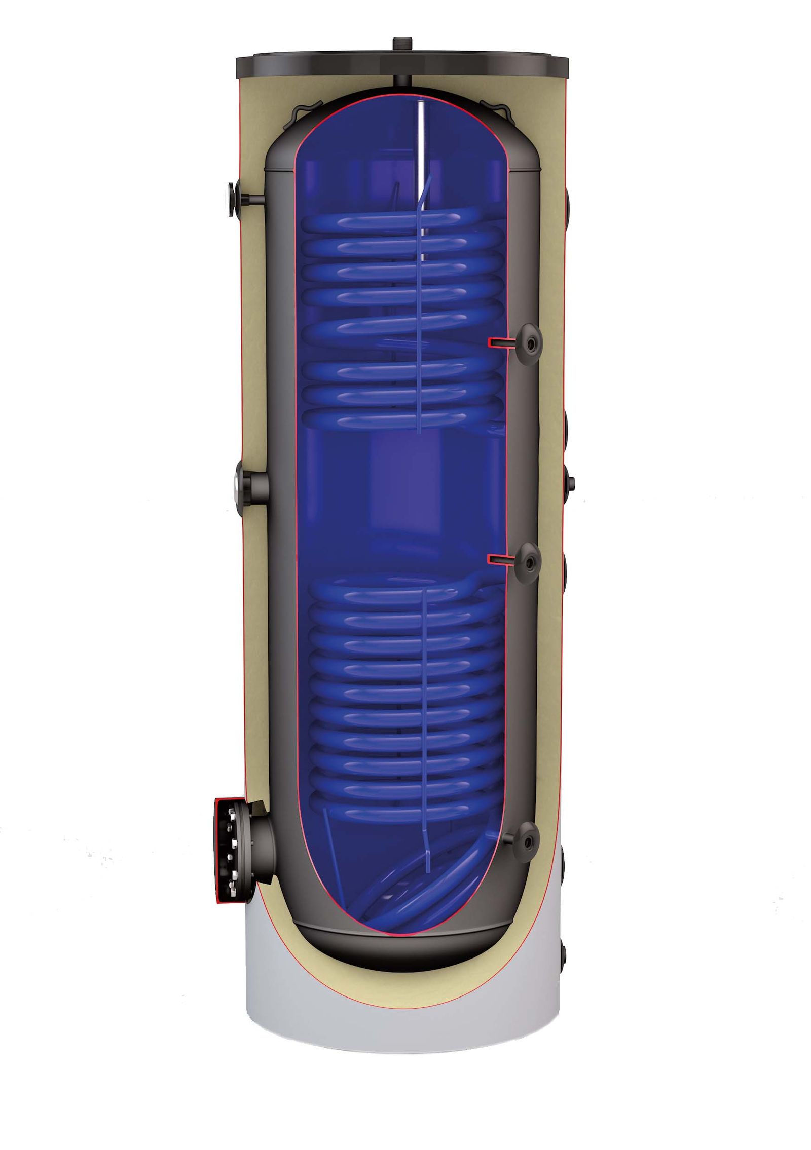 Austria Email Folienmantel-Solarspeicher HT 300 ERMR, 300 l, 10 bar, 2 Wärmetauscher, ohne Mantel