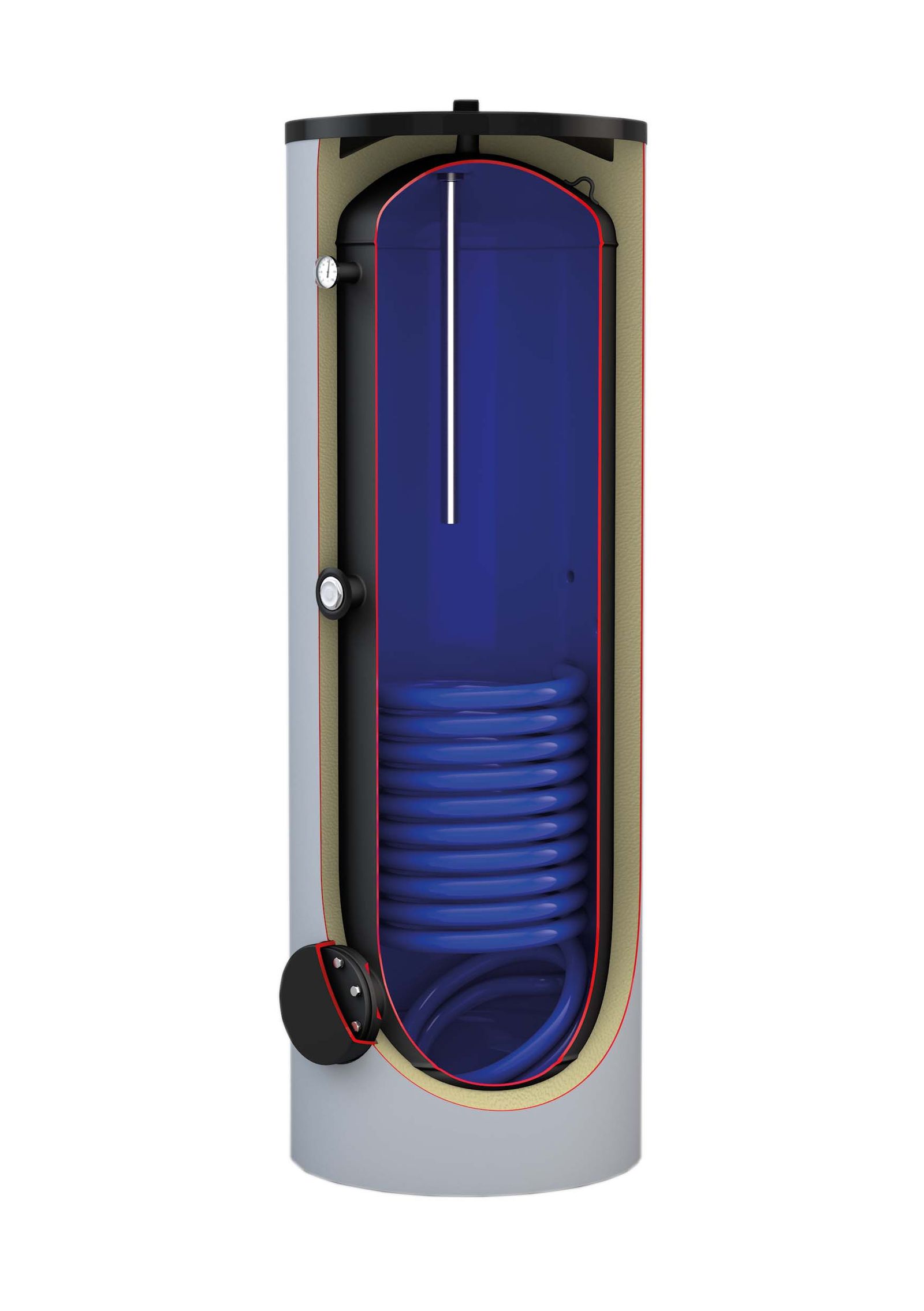 Austria Email Folienmantel-Solarspeicher HTP 202 PREMIUM, 200 l, 10 bar, 2 Wärmetauscher, silbergrau