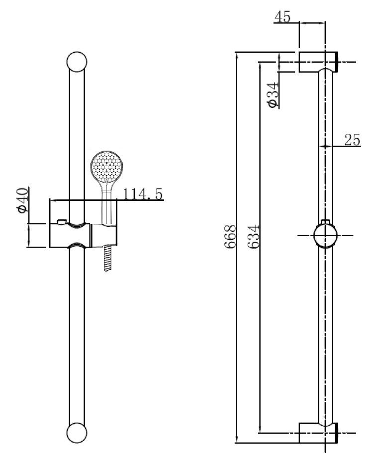 AQVAZONE Brausegarnitur AQVA BASIC II 5-strahlig, chrom, 60 cm, mit Handbrause