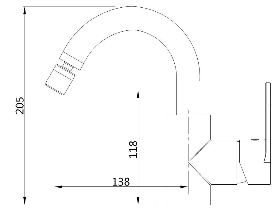 AQVAZONE Bidet-Einhebelmischer AQVA PLUS chrom, Hebel seitlich, mit Ablaufgarnitur