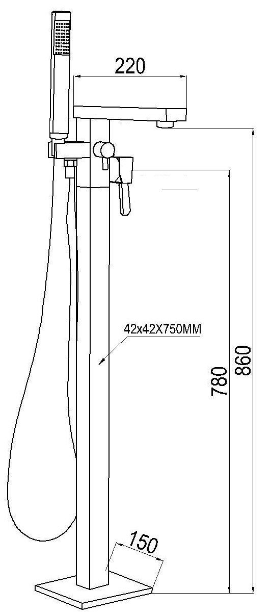 AQVAZONE Wannen-Stand-Einhebelmischer AQVA DESIGN chrom, mit eckigem Standrohr