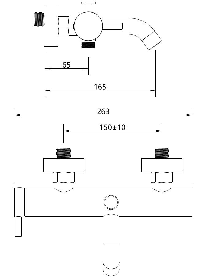 AQVAZONE Wannenfüll- und Brause-Einhebelmischer AQVA DESIGN mattschwarz, rund